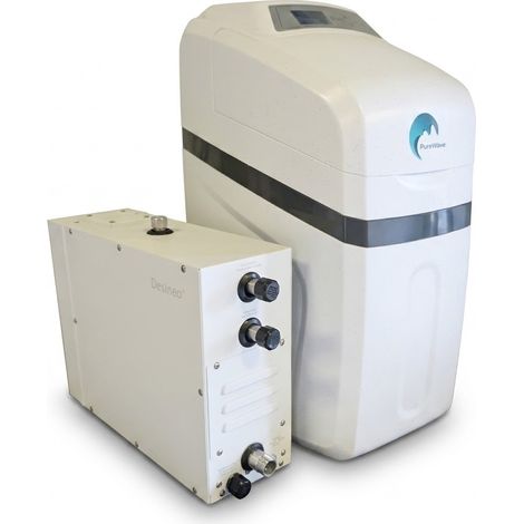 Kit generatore di vapore Desineo da 6 kW per bagni turchi con addolcitore d'acqua PUREWAVE da 12 litri.