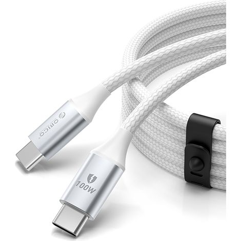 Cable USB-C CDX de 100 W y 5 A con suministro de energ铆a, 1 m - Blanco (1/5)