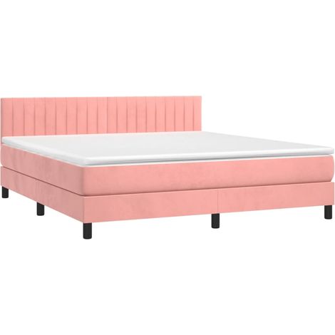 Box Spring Bed with Mattress Pink 160x200 cm Velvet vidaXL