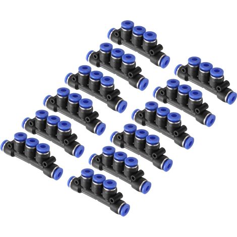 20pcs Raccord de Collecteur en Ligne 4mm(5/32") OD 5 Voies en Plastique Pneumatique à Raccord Rapide par Pression pour Tuyaux (1/5)