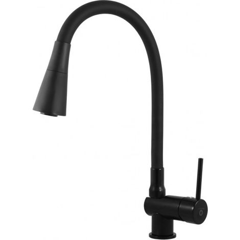 Mitigeur évier mural flexible à mémoire de forme SEINA en laiton noir (1/5)