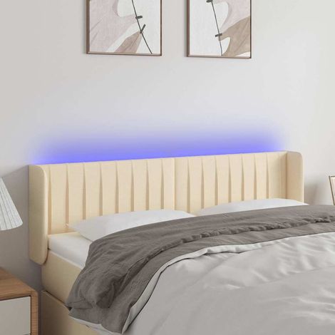 vidaXL Cabecero con LED de tela crema 147x16x78/88 cm (1/5)