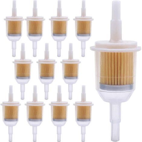 Lot de 12 filtres à carburant 6 mm/8 mm, filtre universel pour essence, filtre à gazole, filtre à carburant pour tondeuse à gazon, voiture, moto, scooter, cyclomoteur, moteur diesel (1/5)