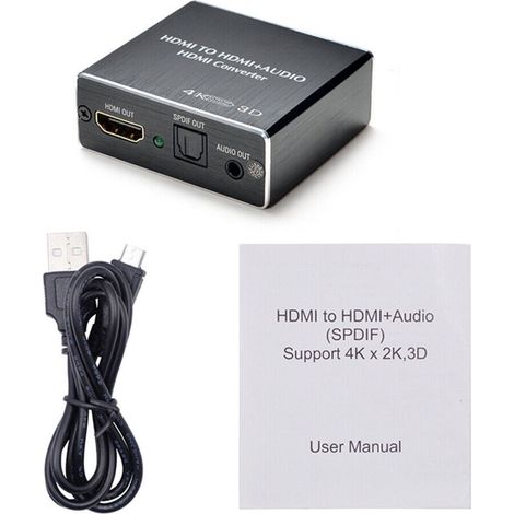 Estrattore audio da HDMI 4K a HDMI + uscita ottica SPDIF e jack da 3,5 mm – Compatibile con TV, proiettori e amplificatori