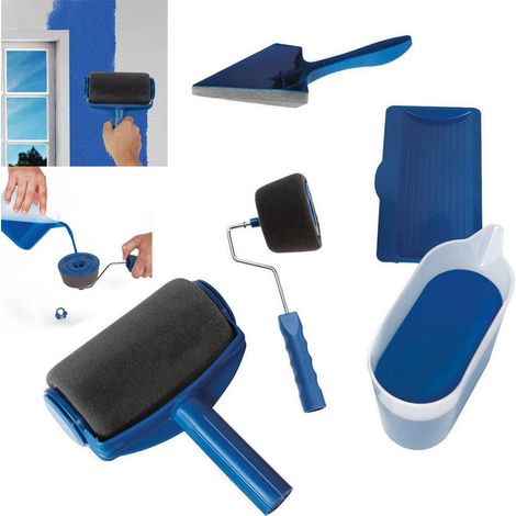 Rouleau de peinture mural multifonctionnel à usage domestique, outil de poignée de brosse, outils de brosse 8 pièces (1/5)