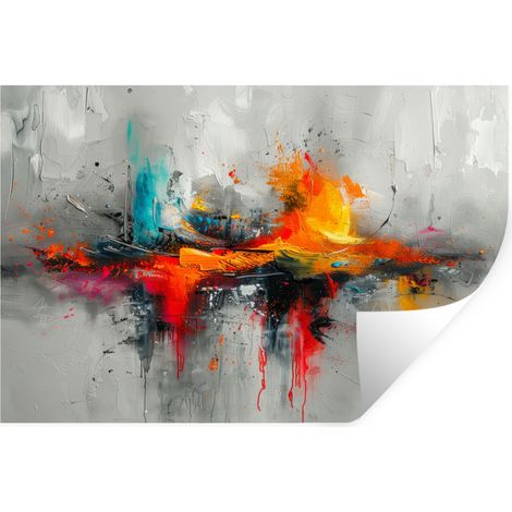 ADHESIVO DE PARED Arte moderno - Naranja - Gris - Abstracto 60x40 (1/5)