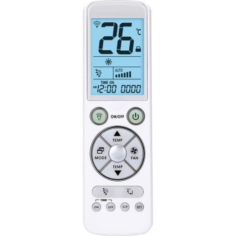 Universal remote control for air conditioners with the widest compatibility on the market, backlit keypad and screen, LED flashlight (1/5)