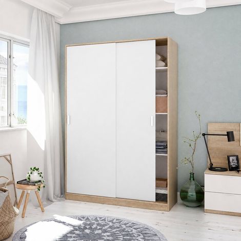 Guardaroba 2 Ante - 3 Ripiani Appendiabiti, Marrone Rovere, -, 120x200h cm Cumana (1/4)