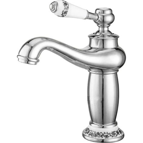Retro-Chrom-Badezimmerarmatur aus massivem Messing, Einhebel-Warm-/Kaltwasser-Mischbatterie für Waschbecken (1/5)