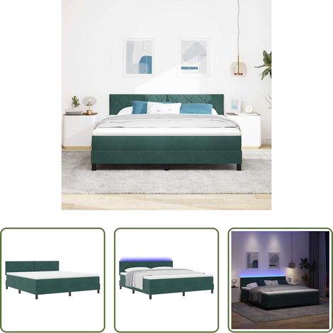 LED Beleuchtung - LED Boxspringbett mit Matratze Dunkelgrün 180 x 200 cm Samt (1/5)
