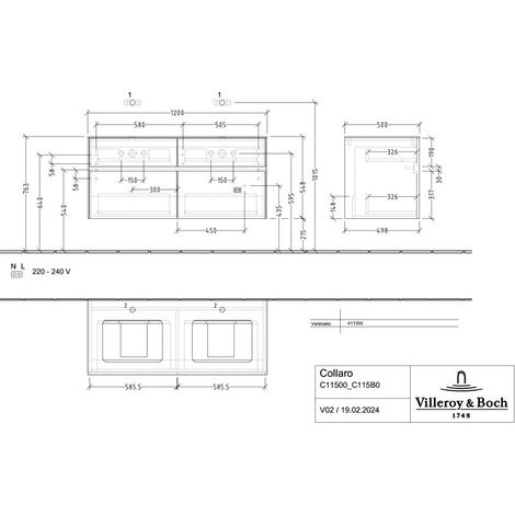 Villeroy & Boch C11500VR WTUS Collaro C11500 1200x548x500mm 4