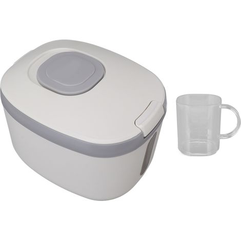 Boîte à Riz Anti-Insectes Sans Odeur Hermétique avec Fenêtre Transparente pour Grains, Sucre, Farine, Gris (10kg/22lb) (1/5)
