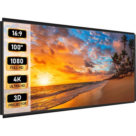 Écran de projection d'extérieur 100 pouces 16:9 4K HD, Projecteur d'intérieur 220 x 124 cm, écran de projection pliable, anti-plis, double face, convient, home cinéma
