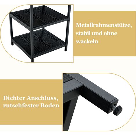 Lot de 2 : table ronde 107 cm à double étagère + 2 chaises noires à motif losange, MDF et métal, style industriel pour salle à manger européenne. (1/5)