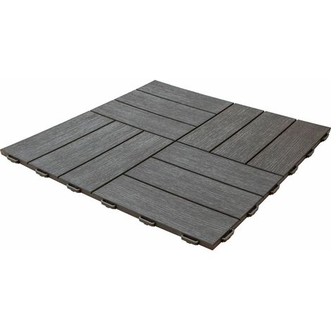 Sol effet bois en polypropyle'ne 56,3x56,3 cm pour jardin exte'rieur et inte'rieur piscine camping avec joints