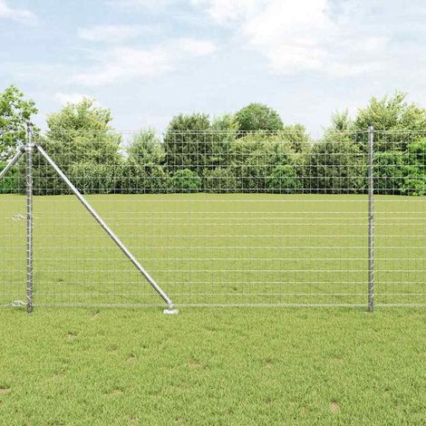 Zaun mit Pfosten Silber 1,2 x 10 m Stahl