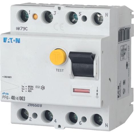 Interruttore differenziale da 6 kA PF6-40/4/003