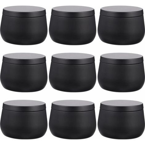 9 Pièces Bougie D' étain Rond en Métal Boîtes Conteneurs Bougie Thé Étain Peut Voyage Vide Pot De Stockage Boîte à Bijoux pour Bougie Faire Noir