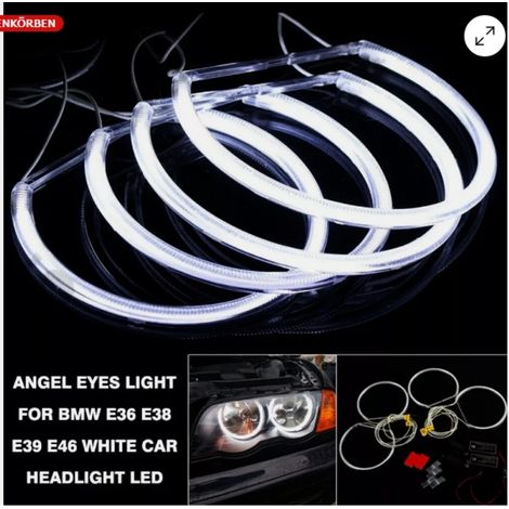 Anneaux De Feux De Position Led - Anneaux Angel Eyes Pour Phares Avant - Compatible BMW E46 Berline 1995-2005 - Lot De 4 (1/5)