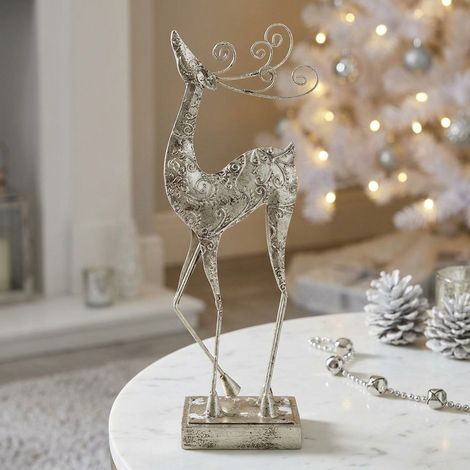 Sculpted Metal Standing Reindeer Ornament (1/2)