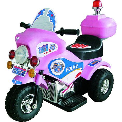 Moto elettrica polizia per bambine con luci e sirena