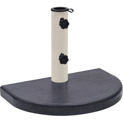 Socle de parasol demi-rond en granite noir – Base lourde 10 kg pour mât 38/48 mm – Tube en acier inoxydable, 40 x 28 x 4 cm (1/5)