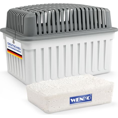 Wenko – Déshumidificateur d'air rechargeable – Absorbeur d'humidité 1kg – Pour pièces jusqu'à 80m³ – Silencieux et économe en énergie