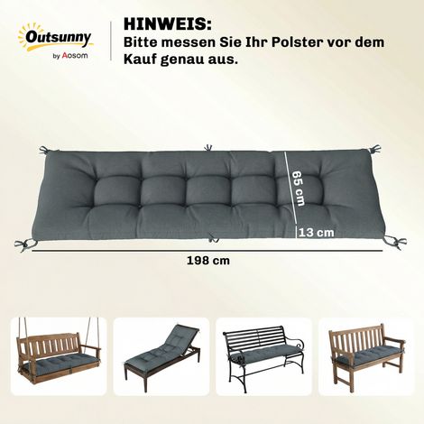 Coussin de palette amovible avec sangles de fixation, compatible avec la plupart des chaises longues, 198 x 65 x 13 cm, gris foncé (1/5)