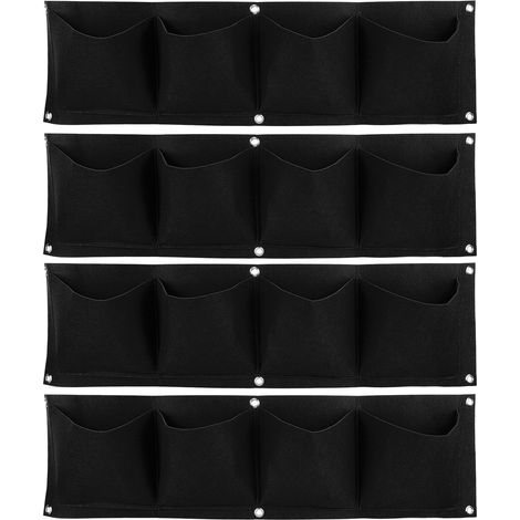 Pochettes Cultures Biologiques Dégéradables pour Plantes 4PCS Noir Sac de Plantation Mural en Felt (1/5)