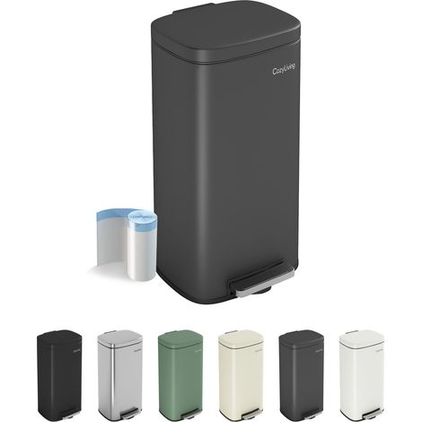Pedal Kitchen Bin with Soft Close Lid, Step-On Trash Can with Inner Bucket 50L DARK GREY