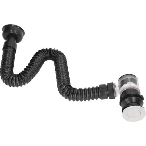 Tuyau d'évacuation intégré pour lavabo, en acier inoxydable, extensible et flexible. (1/5)