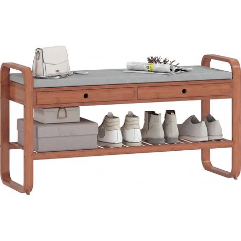 HOMCOM Shoe Bench with 2 Drawers Cushioned Seat 105 cm