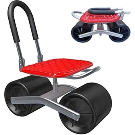 Tabouret de jardin mobile 360° avec roulettes – Dossier amovible – Charge max 120kg – Conception compacte et durable en fer (1/5)