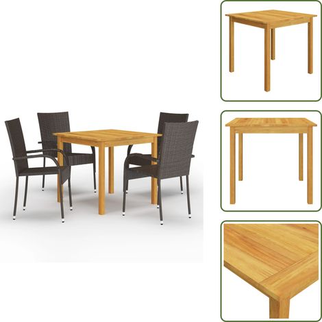 Comedor exterior - vidaXL Juego de comedor para jardín 5 piezas marrón - Comedor de jardín