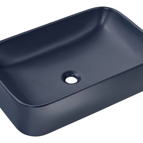 Vasque à poser en céramique bleue matte - L 61 x 38 cm - Gamme Kama - Livraison gratuite