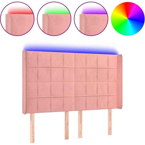 Maison Exclusive - Cabecero con LED de terciopelo rosa 147x16x118 (1/5)