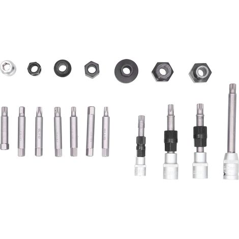 Kit 18 pièces extraction poulie alternateur douilles embouts démontage universel auto véhicule (1/5)