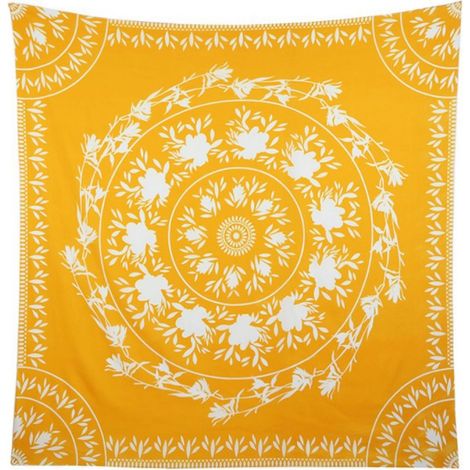 Tapisserie mandala géométrique de style bohème, décoration murale futuriste, utilisable comme drap, décoration de chambre ou couverture de plage hippie. Livraison directe disponible. (1/5)