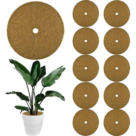 Tapis Coco Plante, Disque Coco Plante, Disque Paillage Coco, Tapis Fibre de Coco pour Plante, Disque de Paillage, Toile de Protection Exterieur Fibre de Coco 25 cm (1/5)