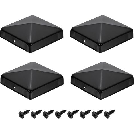 4Pcs Caps Pour Poteaux De Clôture, 90mm/3.54-inch Caps Carrés Pour Colonnes, Pyramidaux En Fer Imperméables Avec Vis Clôtures En Métal Ou Bois, Deck, Boîte Aux Lettres. (1/5)