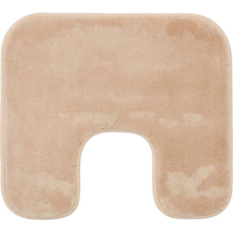 Tapis de Bain Antidérapant avec découpe, RIO, 100% microfibres, Idéal comme tapis de WC pour toilettes au sol, 50 x 45 cm - Sable (1/5)