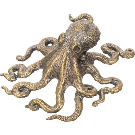 Figurine de pieuvre en cuivre, petite pieuvre artisanale à poser sur une table ou un bureau. (1/5)