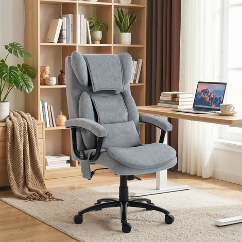 Fauteuil de bureau ergonomique massant avec 4 points de pétrissage. fauteuil de direction avec dossier papillon haut. assise large. gris