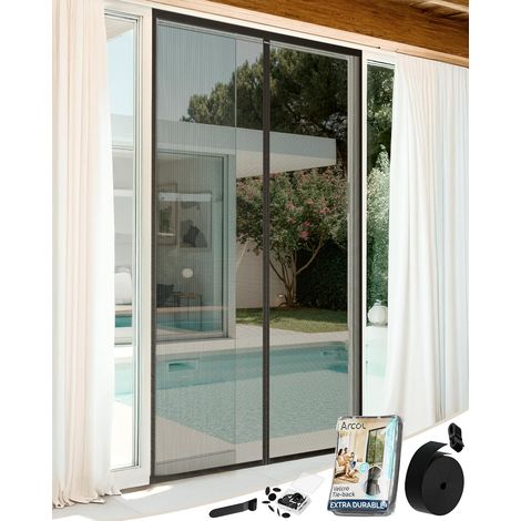 Moustiquaire Porte Magnétique 120x220 cm en Fibre de Verre - Stop Moustiques en 3 min, Maille Ultra-Fine, Fermeture Auto Aimants & Lest, Bande Auto-Agrippante Large (Noir) (1/5)