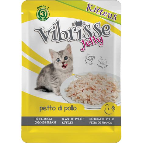 18 buste 70 g cad.: Vibrisse Kittens busta Jelly petto di pollo 18 buste da 70 g cad.