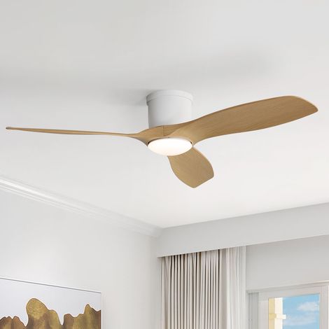 Ventilatore da soffitto con luce 132 cm, telecomando, 6 velocità, motore DC reversibile, pale in ABS, moderno, bianco (1/5)