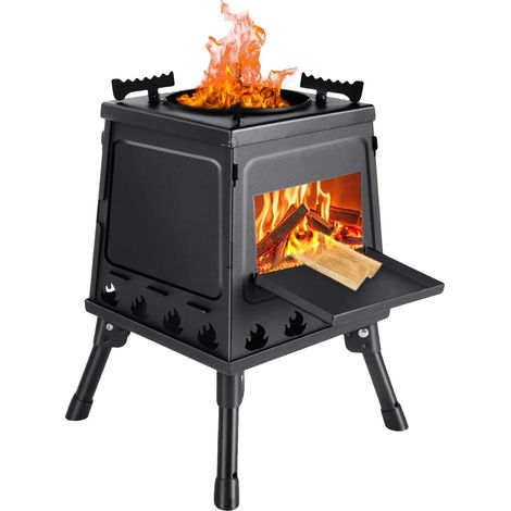 Hornilla de camping, diseño plegable, cocina exterior versátil, color negro. (1/2)