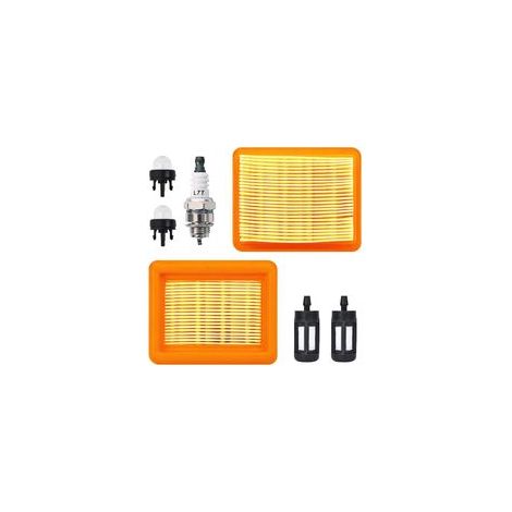 Luftfilter-Set (zwei Sets) für STIHL Freischneider FS120, FS200, FS250, FS300, FS350 und FR350 – Beinhaltet einen Luftfilter, eine Zündkerze und eine Kraftstoffpumpe (Filtermodell: (1/5)