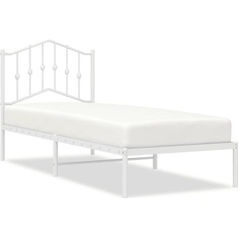 Maison Exclusive - Giroletto senza Materaso con Testiera Metallo Bianco 75x190 cm (1/5)