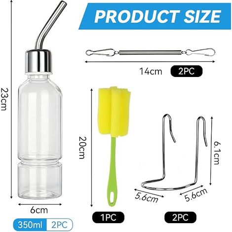 Hamster Water Bottle for Rabbits with Stand - Hamster Bottle Feeding Bottle Rabbit Dwarf Cage Water Dispenser for Pets (1/4)